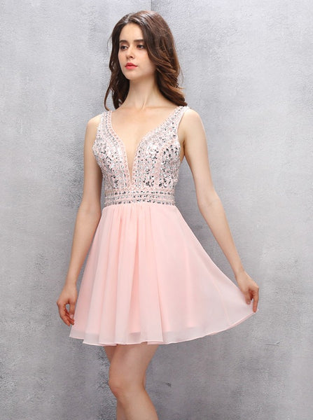 Pink Homecoming Dresses,Sexy Homecoming Dress,Fashion Homecoming Dress,HC00107
