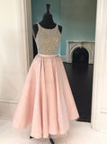 Pink Homecoming Dresses,Tea Length Homecoming Dress,Sparkly Homecoming Dress,HC00136