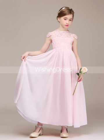 products/pink-junior-bridesmaid-dress-with-cap-sleeves-long-chiffon-lace-junior-bridesmaid-dress-jb00043-3.jpg