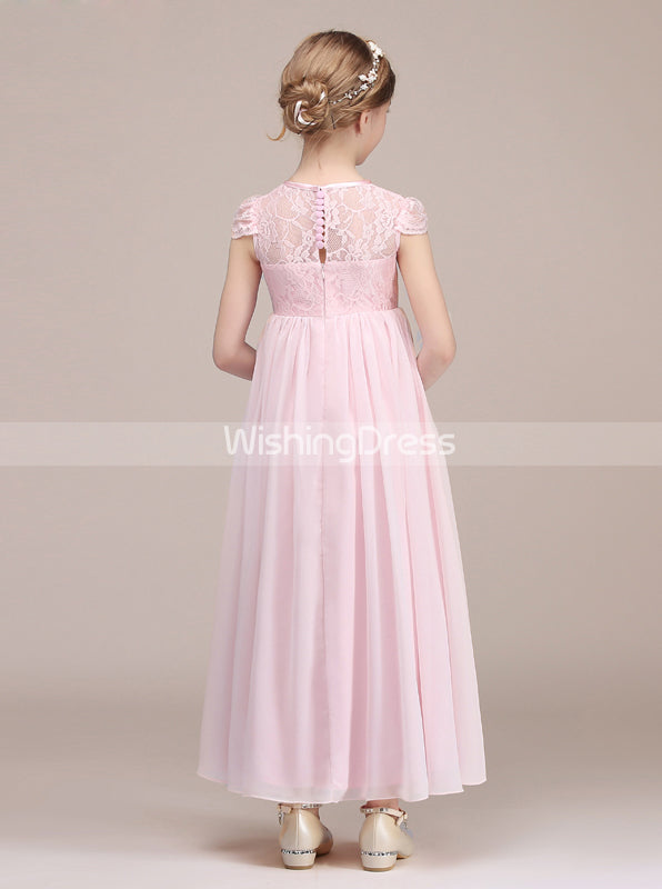 Pink Junior Bridesmaid Dress with Cap Sleeves,Long Chiffon Lace Junior Bridesmaid Dress,JB00043, J10 / Pink Pink Junior Bridesmaid Dress with Cap Sleeves,Long Chiffon Lace Junior Bridesmaid Dress,JB00043, J10 / Pink