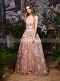 Pink Lace Prom Dresses,Spaghetti Straps A-line Dress,PD00465