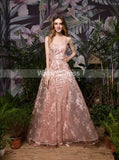 Pink Lace Prom Dresses,Spaghetti Straps A-line Dress,PD00465