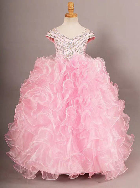 Pink Little Princess Dresses,Ruffled Ball Gown Dress for Teens,GPD0029