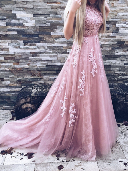 Pink Long Prom Dresses,Princess Prom Dress,Tulle Prom Dress.PD00312