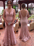 Pink Plus Size Prom Dresses,Lace Plus Size Prom Dress,Mermaid Plus Size Prom Dress,PD00319