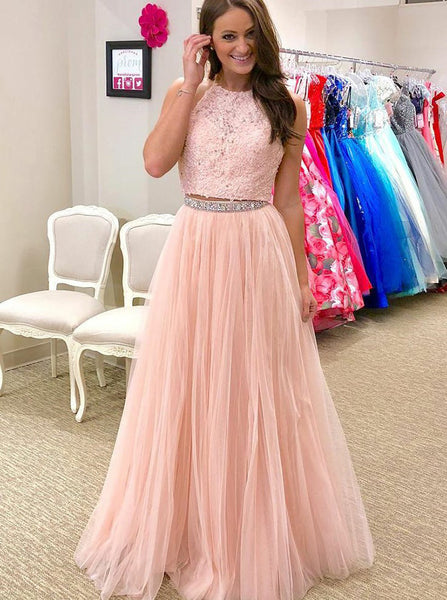 Pink Prom Dress,Two Piece Prom Dresses,Prom Dress for Teens,PD00315