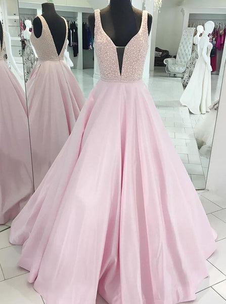 Pink Prom Dresses,A-line Prom Dress,Backless Prom Dress,PD00347