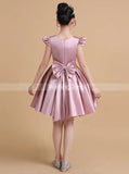 Pink Satin Junior Prom Dress,Short Junior Party Dress,Cute Junior Bridesmaid Dress,JB00044
