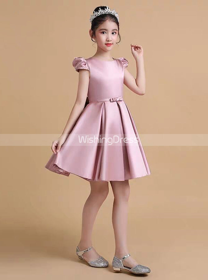 Pink Satin Junior Prom Dress,Short Junior Party Dress,Cute Junior Brid