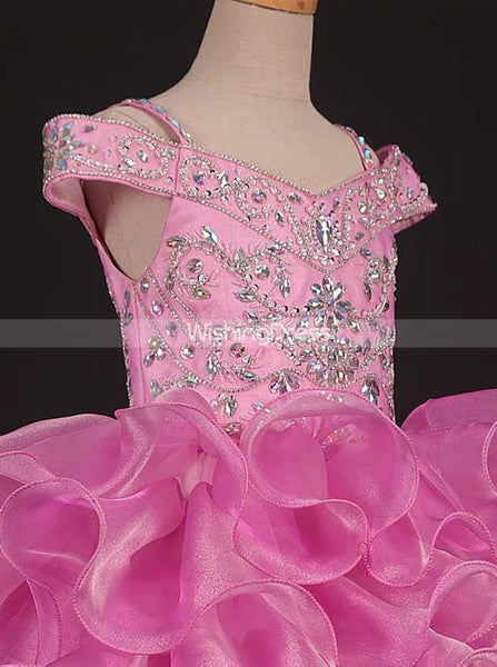 Pink Stunning Little Girl Cupcake Dresses,Little Girls Princess Dress,GPD0040