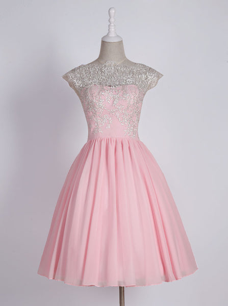 Pink Sweet 16 Dresses,Chiffon Sweet 16 Dress,Knee Length Sweet 16 Dress,SW00018