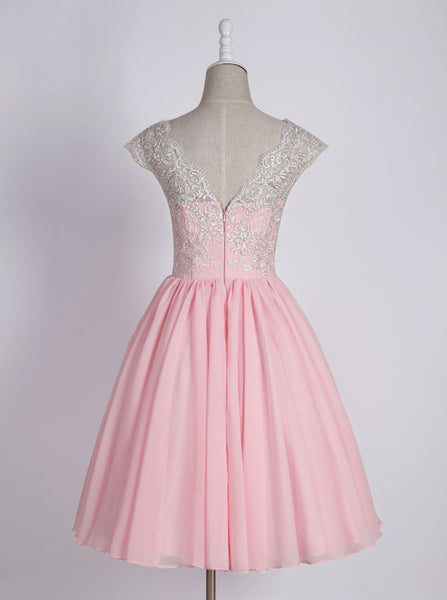 Pink Sweet 16 Dresses,Chiffon Sweet 16 Dress,Knee Length Sweet 16 Dress,SW00018