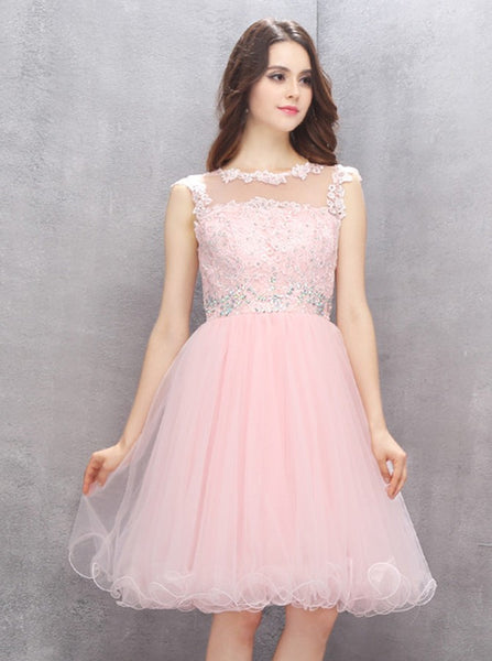 Pink Sweet 16 Dresses,Tulle Sweet 16 Dress,Knee Length Sweet 16 Dress,SW00027