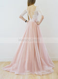 Pink Wedding Dresses,Wedding Dress with Sleeves,Charming Bridal Dress,Modest Bridal Dress,WD00107