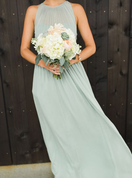 Pleated Bridesmaid Dress,Long Chiffon Bridesmaid Dress,Hot Bridesmaid Dress,BD00038