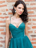 Pleated Homecoming Dresses,Green Cocktail Dresses,Strappy Cocktail Dress,CD00050