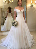 Princess Wedding Dresses,Off the Shoulder Wedding Dress,Tulle Wedding Dress,WD00179