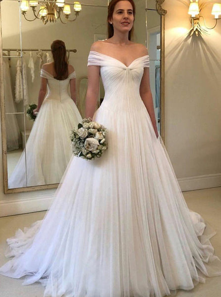 Princess Wedding Dresses,Off the Shoulder Wedding Dress,Tulle Wedding Dress,WD00179