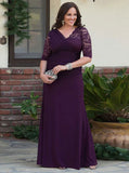 Plus Size Mother of the Bride Dresses,Purple Mother Dress,Mother Dresses with Sleeves,MD00018