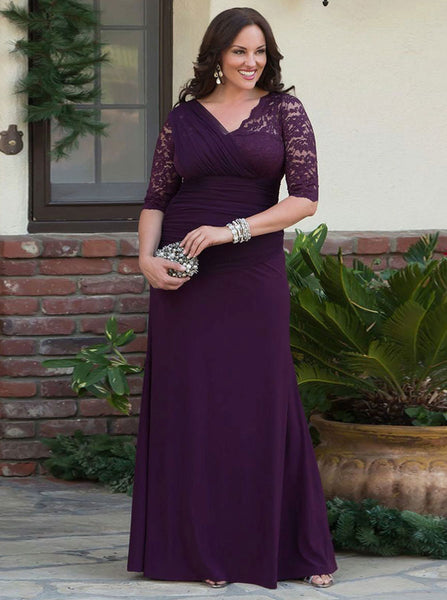 Plus Size Mother of the Bride Dresses,Purple Mother Dress,Mother Dresses with Sleeves,MD00018