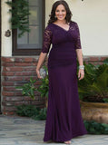 Plus Size Mother of the Bride Dresses,Purple Mother Dress,Mother Dresses with Sleeves,MD00018