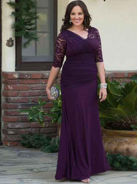 Plus Size Mother of the Bride Dresses,Purple Mother Dress,Mother Dresses with Sleeves,MD00018