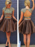 Two Piece Homecoming Dresses,High Neck Homecoming Dress,Backless Homecoming Dress,HC00081