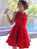 Red Homecoming Dresses,Short Homecoming Dress,Ruffled Homecoming Dress,HC00178