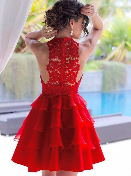 Red Homecoming Dresses,Short Homecoming Dress,Ruffled Homecoming Dress,HC00178
