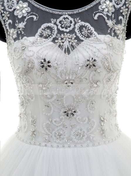 Princess ball gown Wedding Dress,Tulle Beaded Wedding Gown,Simple Wedding Dresses,WD00035