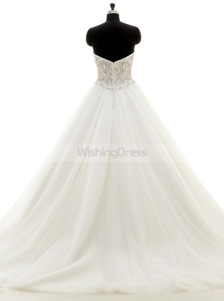 Princess Aline Wedding Gown,Beaded Wedding Dress,Strapless Wedding Dresses,WD00028