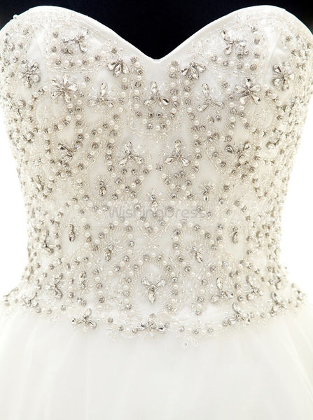 Princess Aline Wedding Gown,Beaded Wedding Dress,Strapless Wedding Dresses,WD00028