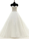Princess Aline Wedding Gown,Beaded Wedding Dress,Strapless Wedding Dresses,WD00028