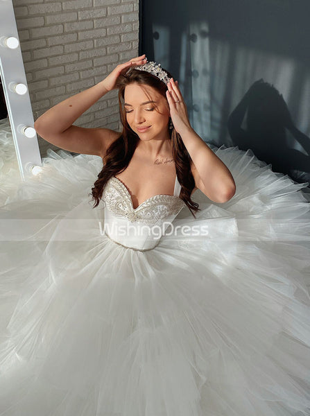 Princess Ball Gown Wedding Dress,Layered Tulle Bridal Gown,WD00653