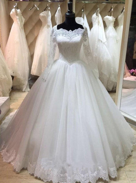 Princess Ball Gown Wedding Dress with Sleeves,Classic Wedding Gown,WD00339