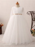Princess Flower Girl Dress Ball Gown,First Communion Dress with Sleeves,FD00051