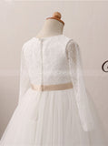 Princess Flower Girl Dress Ball Gown,First Communion Dress with Sleeves,FD00051