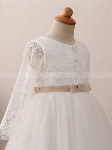 Princess Flower Girl Dress Ball Gown,First Communion Dress with Sleeves,FD00051