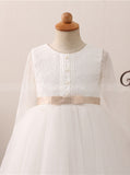 Princess Flower Girl Dress Ball Gown,First Communion Dress with Sleeves,FD00051