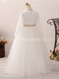 Princess Flower Girl Dress Ball Gown,First Communion Dress with Sleeves,FD00051