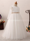 Princess Flower Girl Dress Ball Gown,First Communion Dress with Sleeves,FD00051