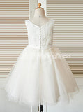 Princess Flower Girl Dresses,A-line Flower Girl Dress,Tea Length Flower Girl Dress,FD00034