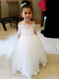 Princess Flower Girl Dresses,First Communion Dress,First Communion Dress with Sleeves,FD00024