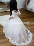Princess Flower Girl Dresses,First Communion Dress,First Communion Dress with Sleeves,FD00024