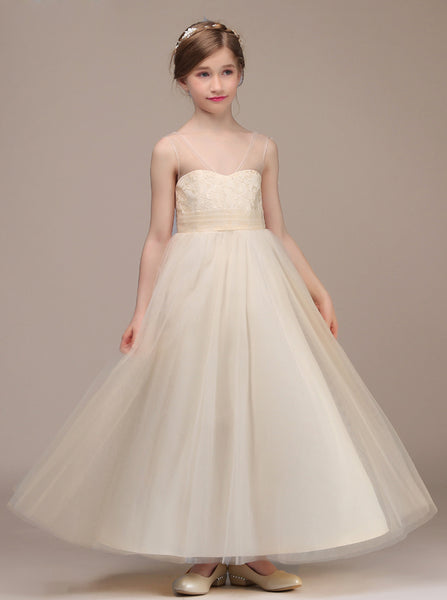 Princess Junior Bridesmaid Dress,Tulle Long Flower Girl Dress,JB00021