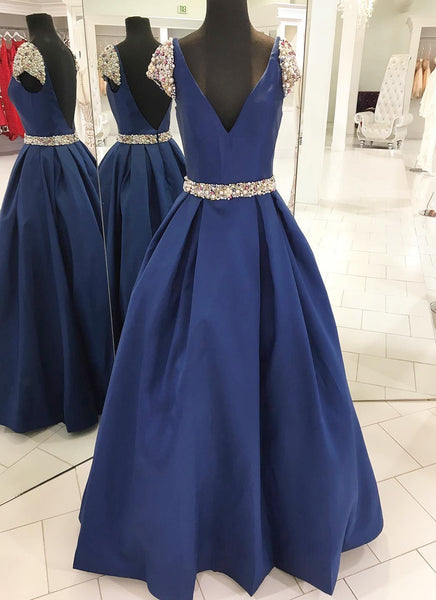 Princess Prom Dress,Prom Dress with Cap Sleeves,Satin Prom Dress,PD00303