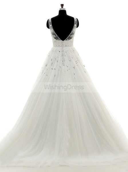 Princess Wedding Dress,Beaded Wedding Gown,Ivory Wedding Dresses,Elegant Wedding Gown,WD00045