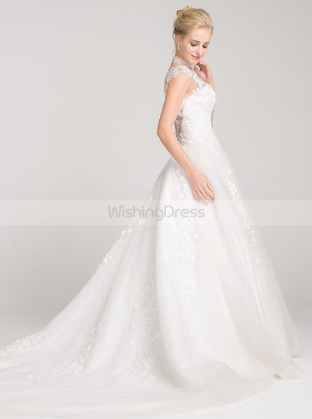 Princess Wedding Dress,Floral Wedding Dress,Tulle Bridal Gown,Charming Wedding Gown,WD00012