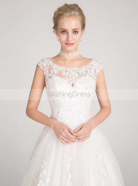 Princess Wedding Dress,Floral Wedding Dress,Tulle Bridal Gown,Charming Wedding Gown,WD00012