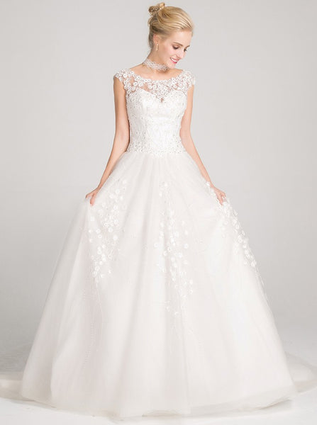 Princess Wedding Dress,Floral Wedding Dress,Tulle Bridal Gown,Charming Wedding Gown,WD00012